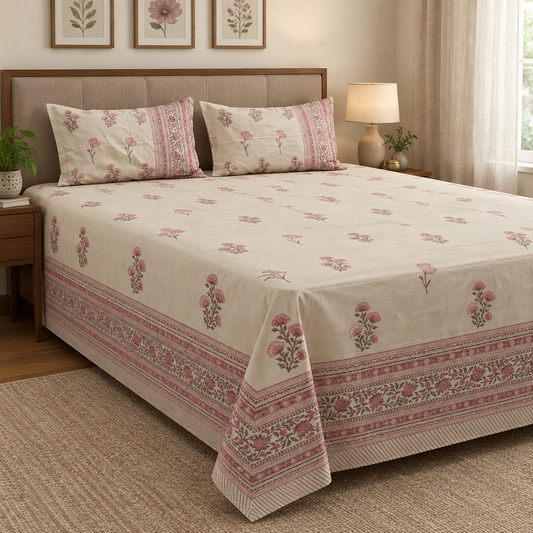 Kala Pink cotton bedsheet, view 2