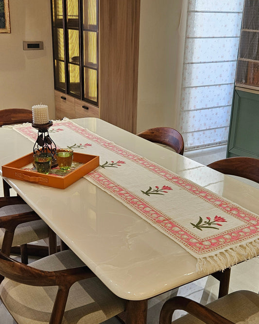 Gulnaar Pink Boota table runner, view 2