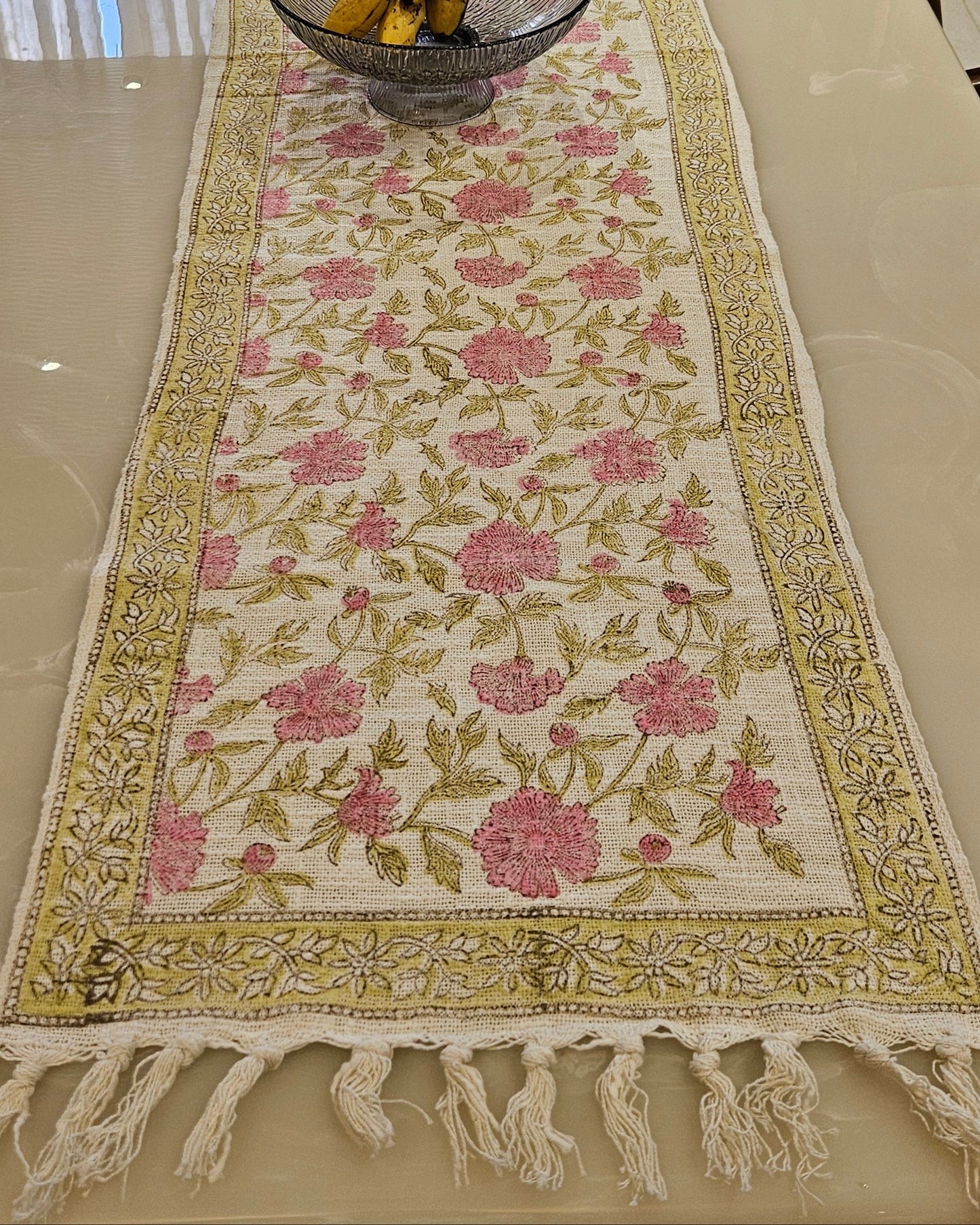 Gudhal - Pink Floral Table Runner