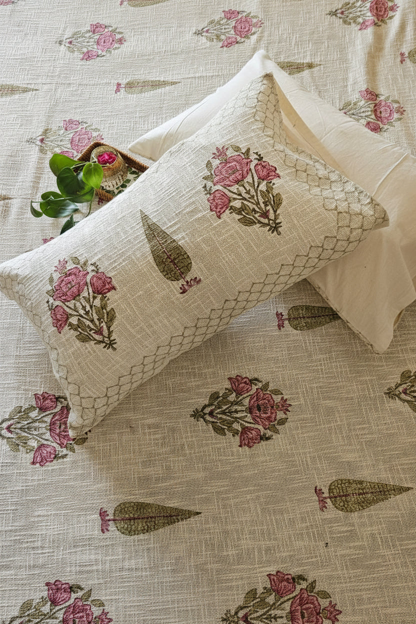 Roshan Gul - Pink Boota Bedcover