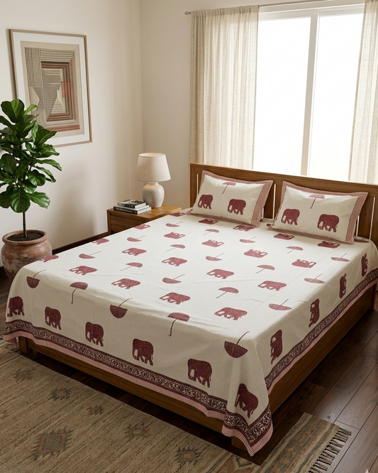 Baraat Wine cotton bedsheet, view 2