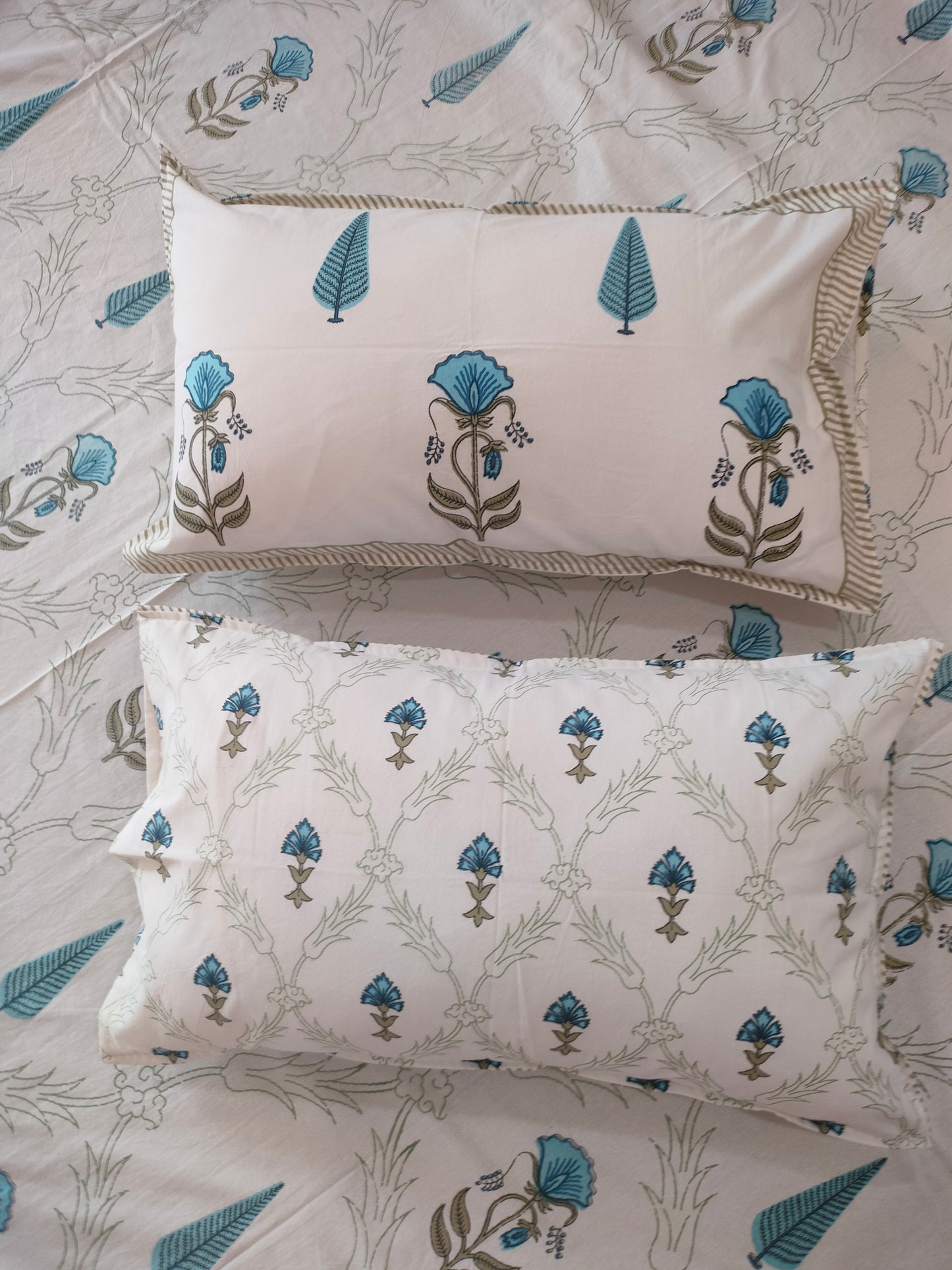 Pushpa Blue Cotton Bedsheet