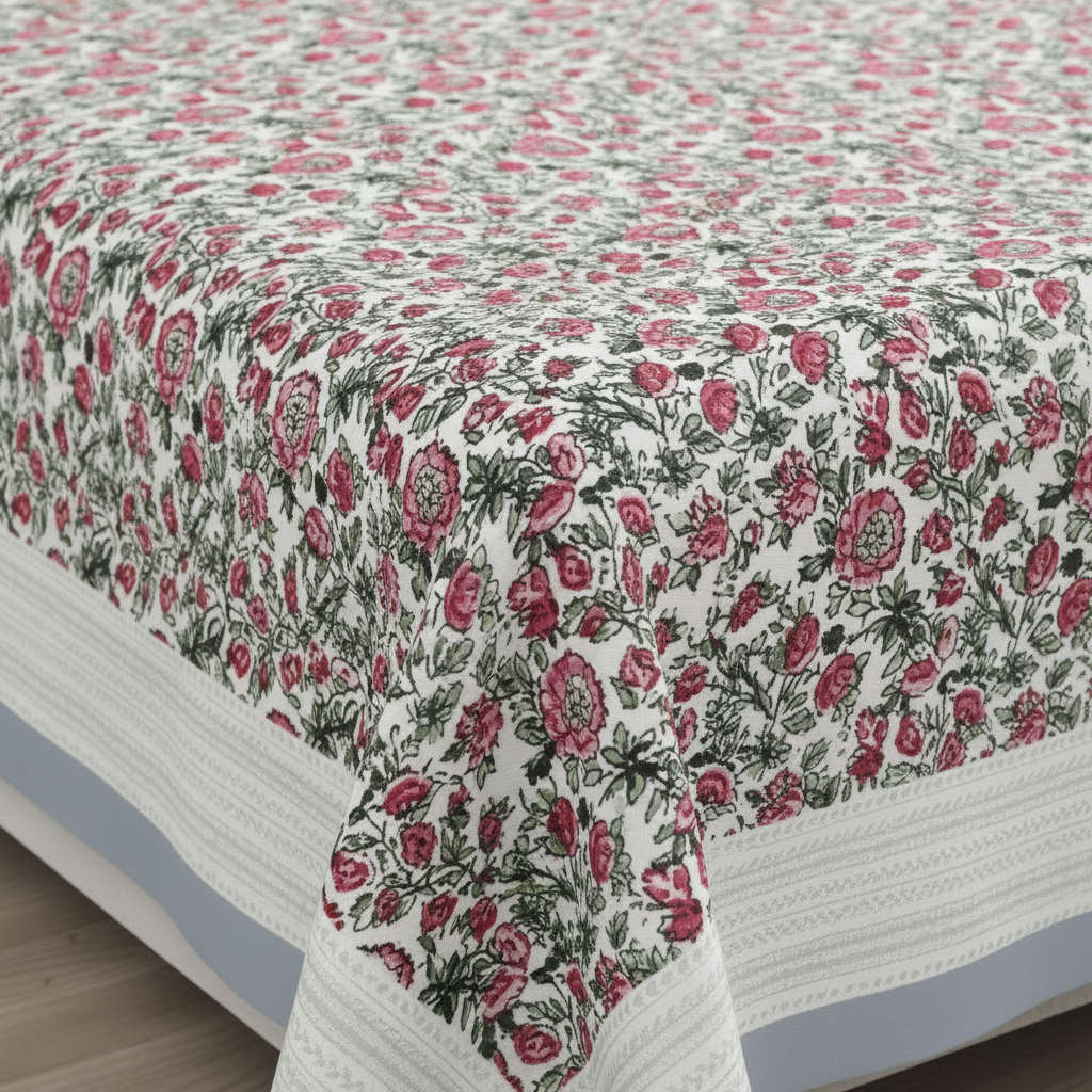Bhavri | Pink & grey Everyday 100% Cotton Bedsheet | Super King Size