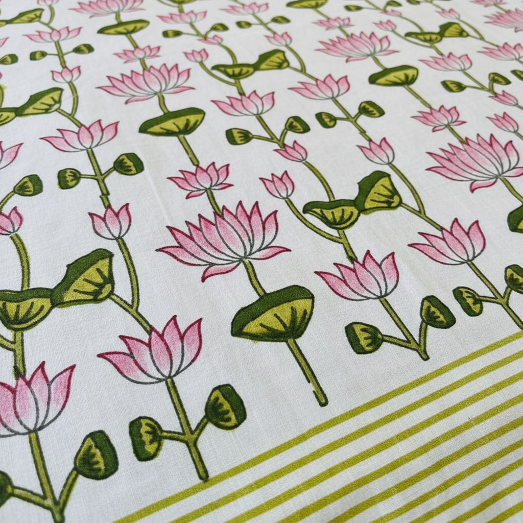 Pankaj-Pink | Hand Block Printed Bedsheet