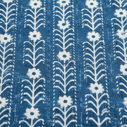 Extreme Close-up Nutan Blue Print Detail