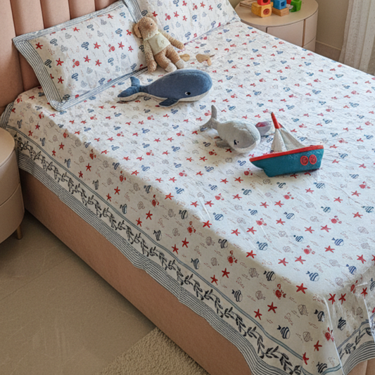 Underwater Fish Theme cotton bedsheet, view 2