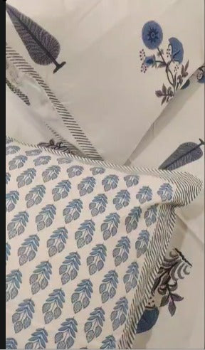 Umraav Blue Floral cotton bedsheet, view 4