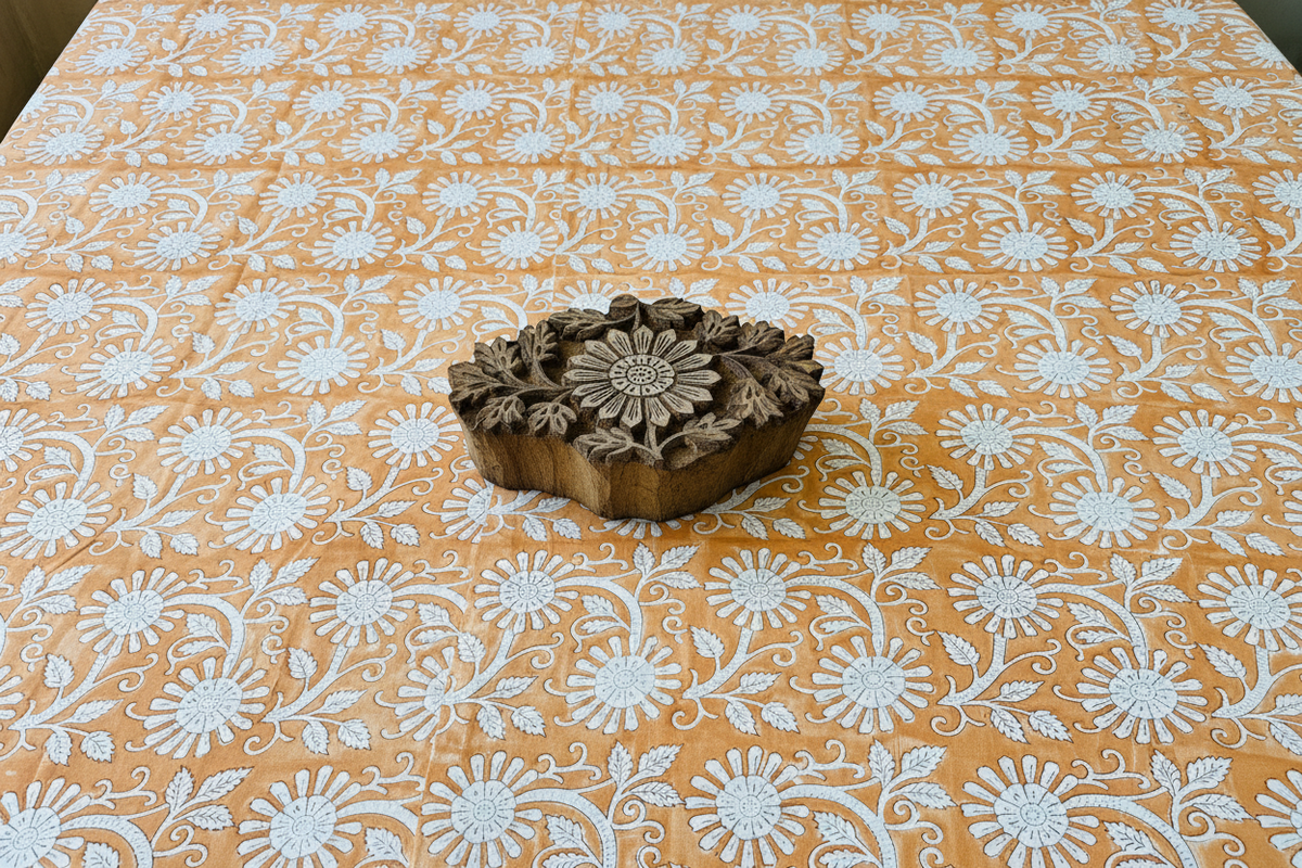 Kalakriti Peach cotton bedsheet, view 4