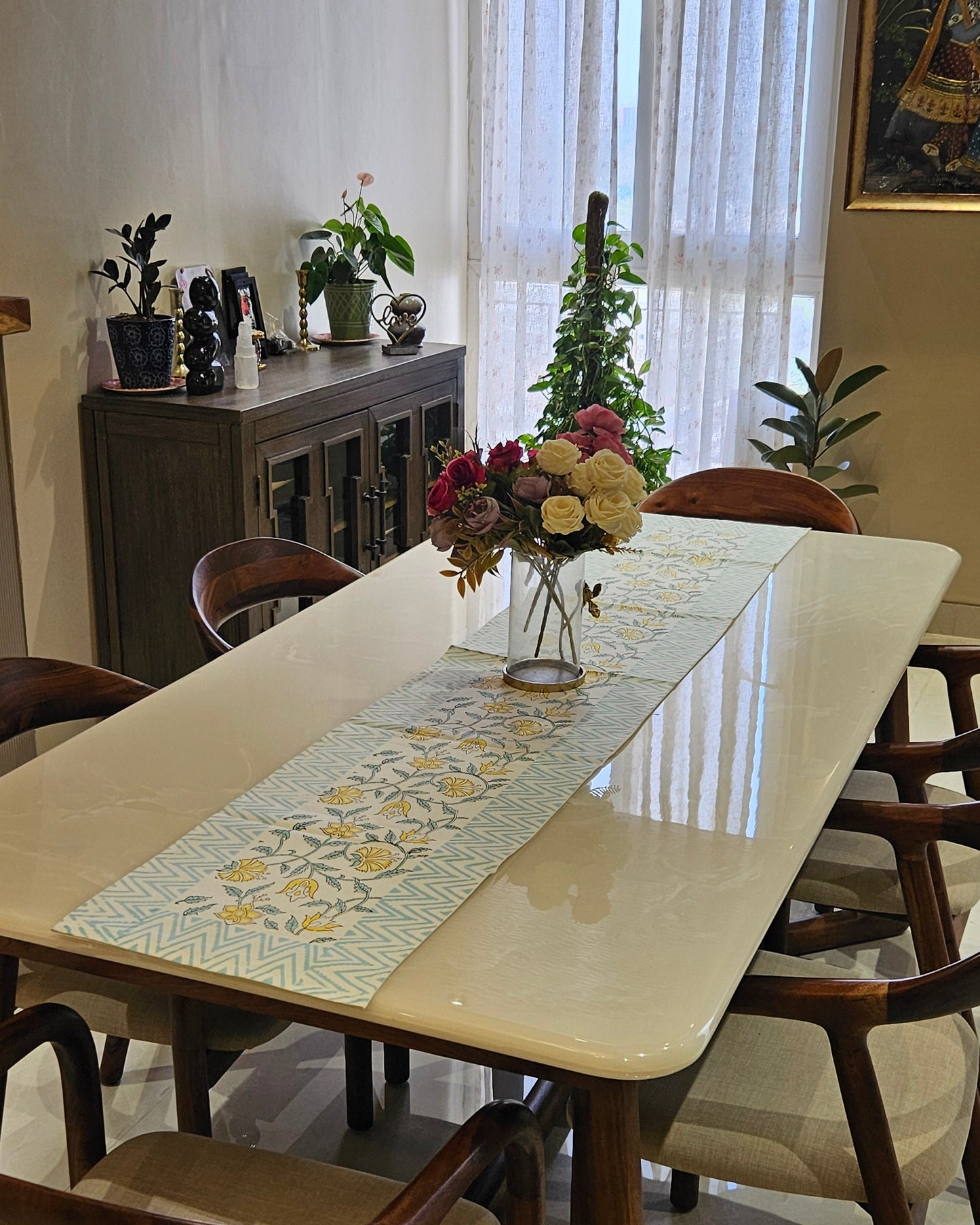 Basanti Vines - Blue and Yellow Table Runner
