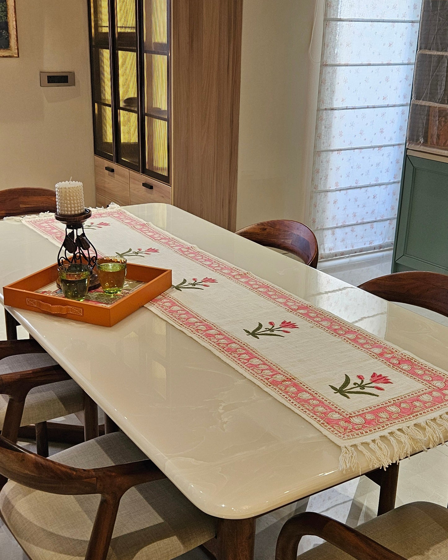 Gulnaar - Pink Boota Table Runner