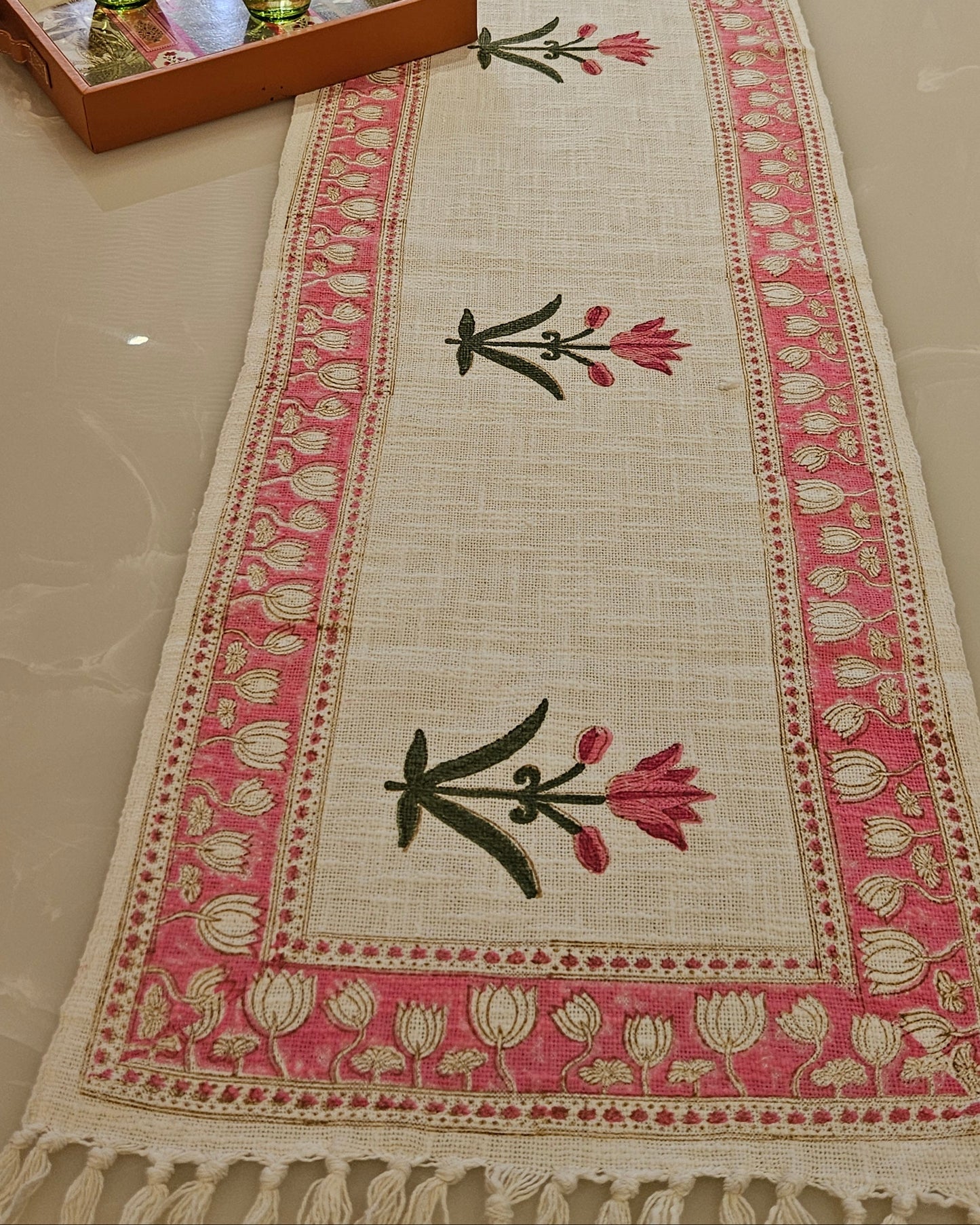 Gulnaar - Pink Boota Table Runner