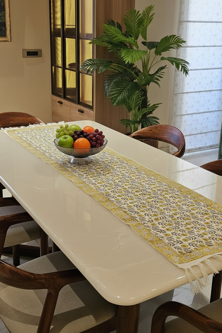 Soorajmukhi - Yellow Floral Print Runner