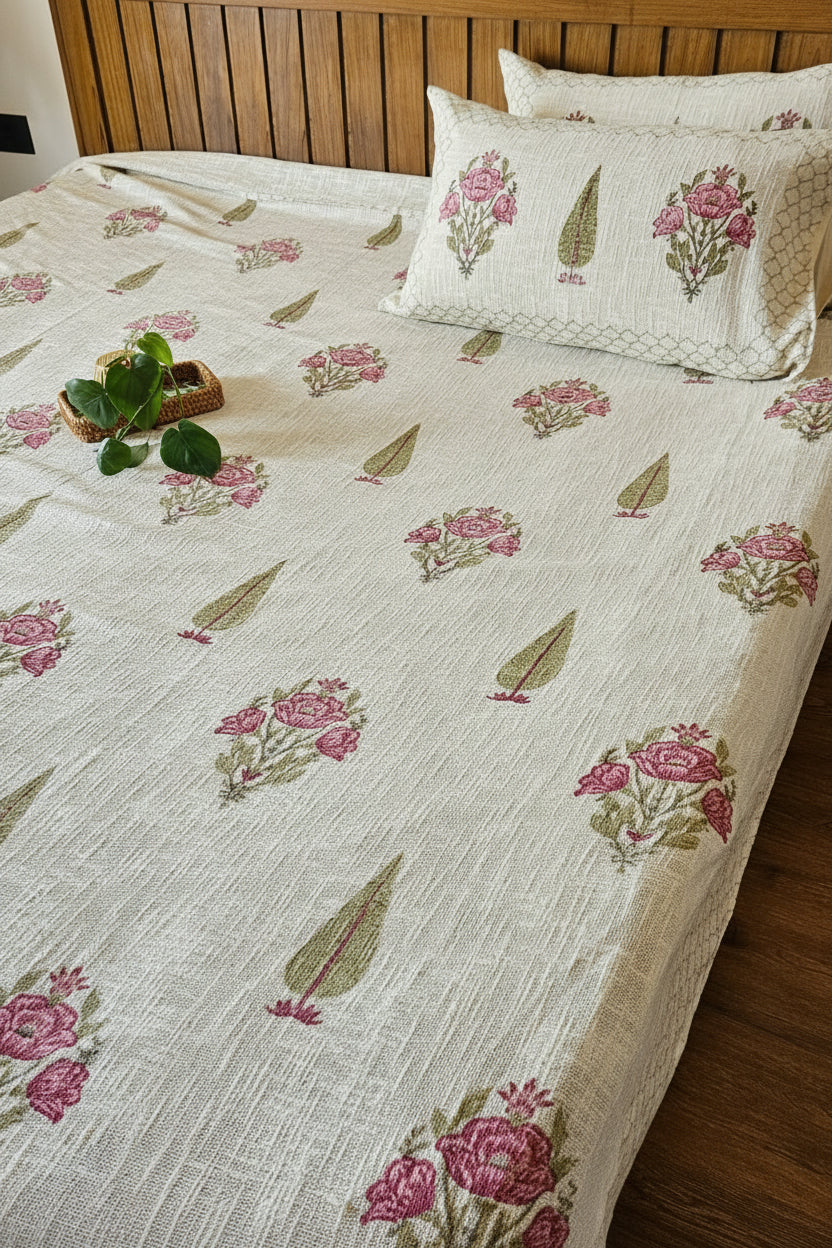 Roshan Gul - Pink Boota Bedcover