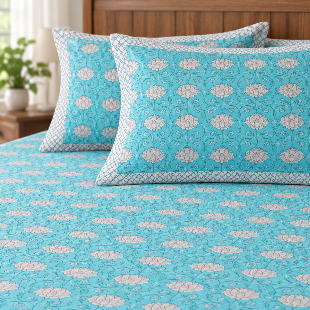 Aashima Blue cotton bedsheet, view 3