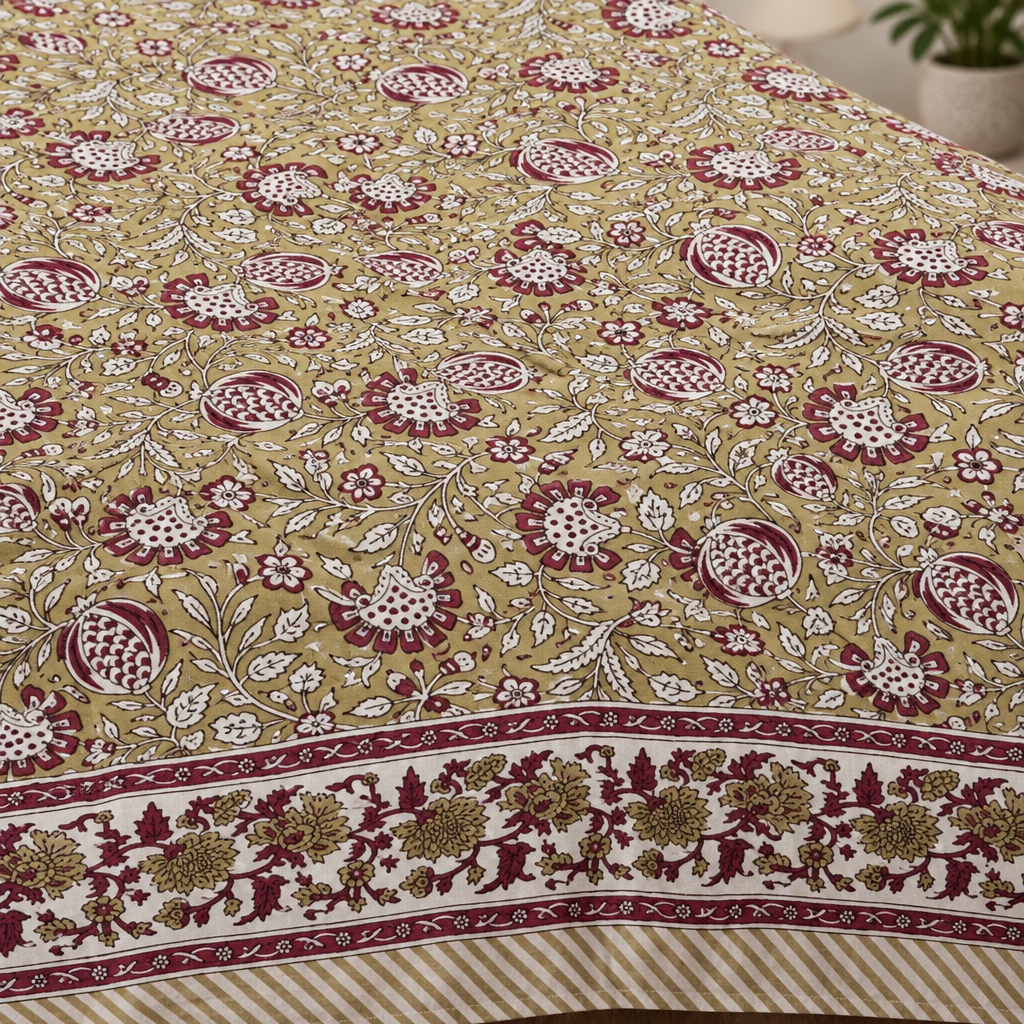 Aanar -Olive Green |Everyday 100%Cotton |KIng Size Bedsheet