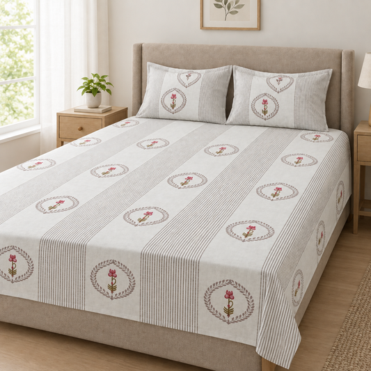 Rekha Floral Medallion cotton bedsheet, view 2