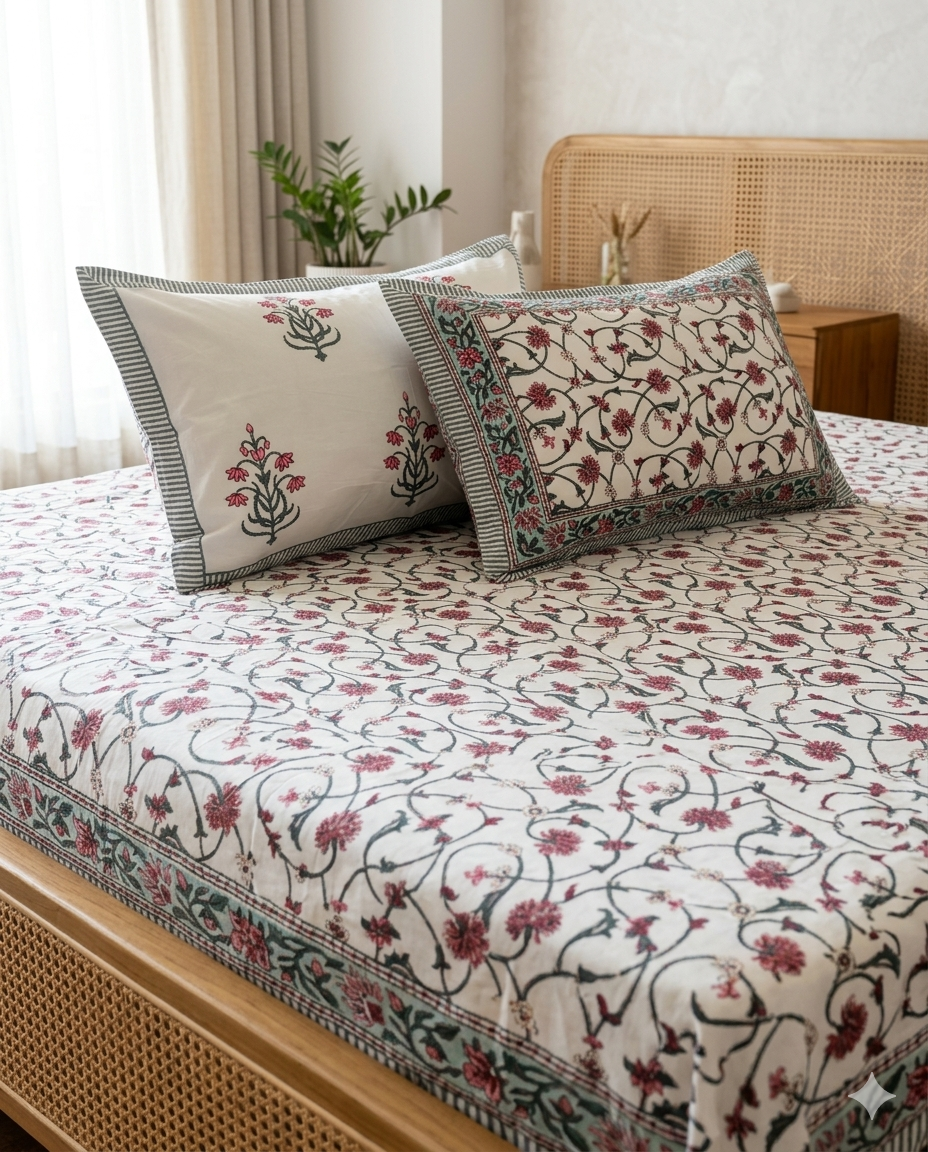 Fursat - White with Red Floral Jaal