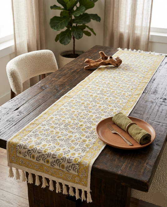 Soorajmukhi - Yellow Floral Print Runner