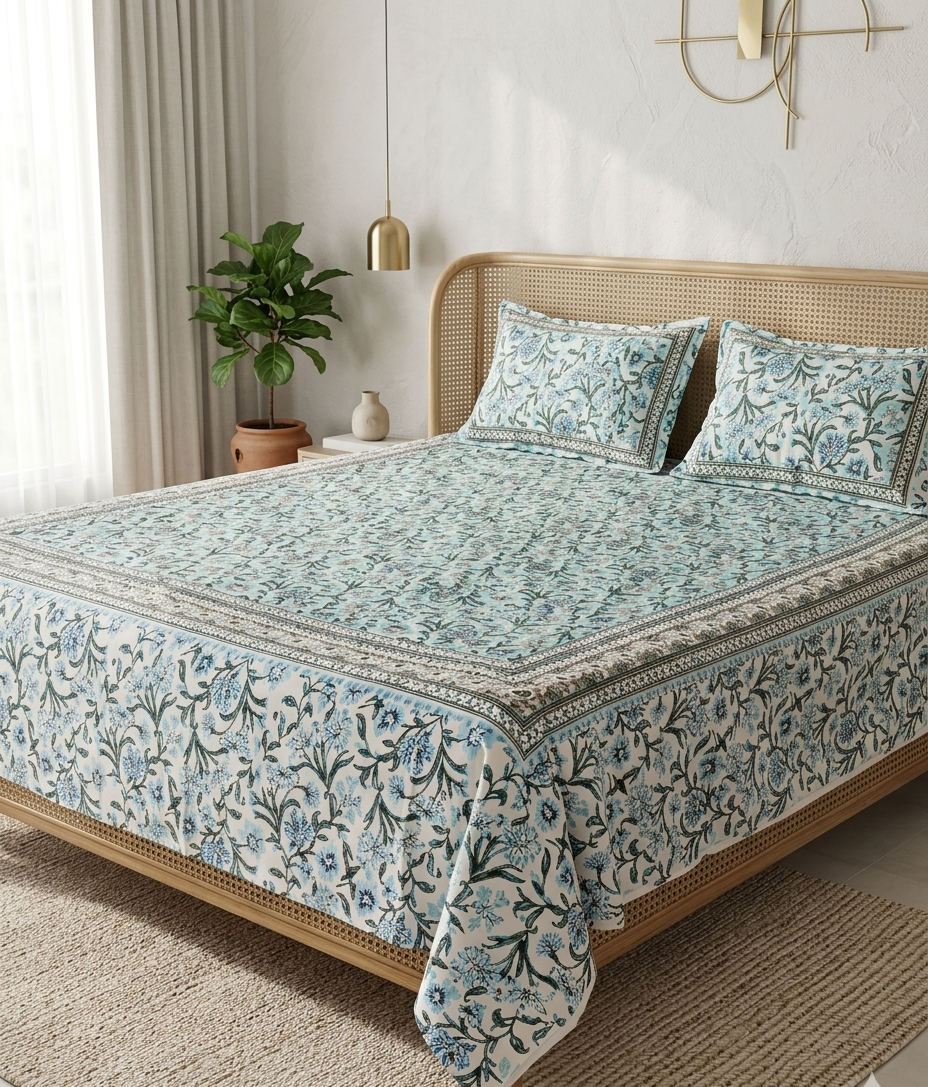 Phooljaal - Blue with Floral Jaal