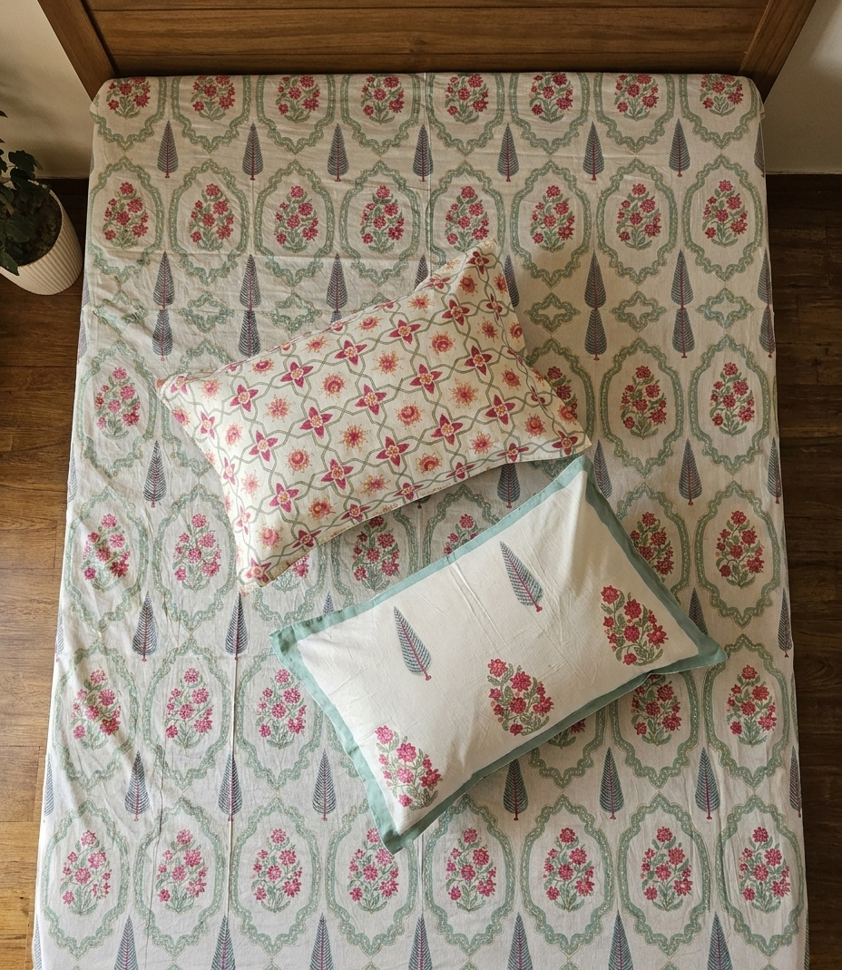 Bagicha - Pink and Teal Motif