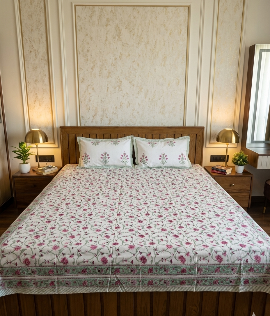 Fursat - White with Pink Floral Jaal