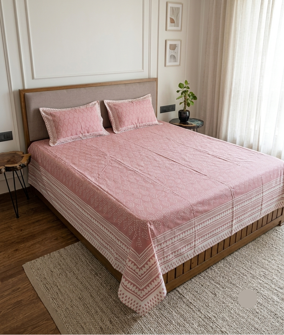 Boond - Pink and Ivory | Everyday Cotton Bedsheet