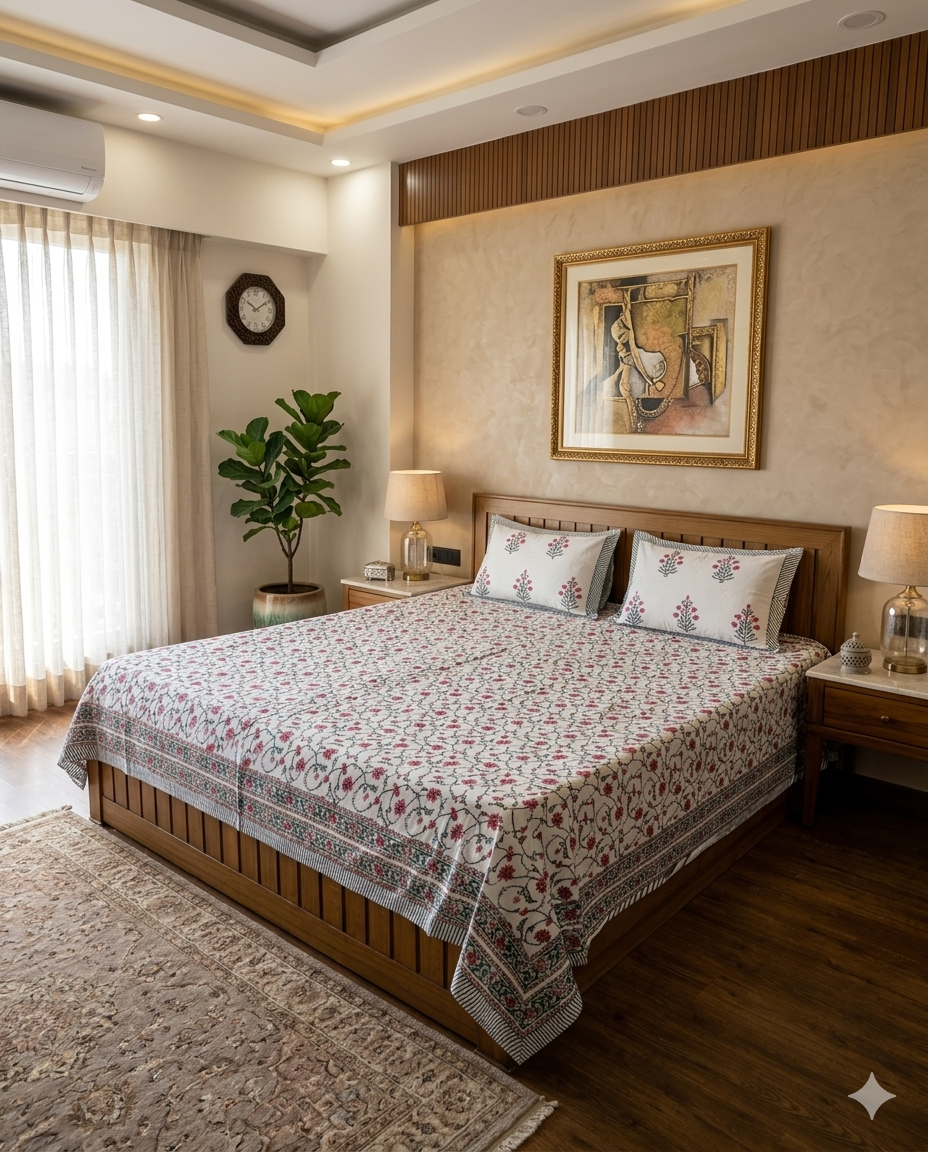Fursat - White with Red Floral Jaal