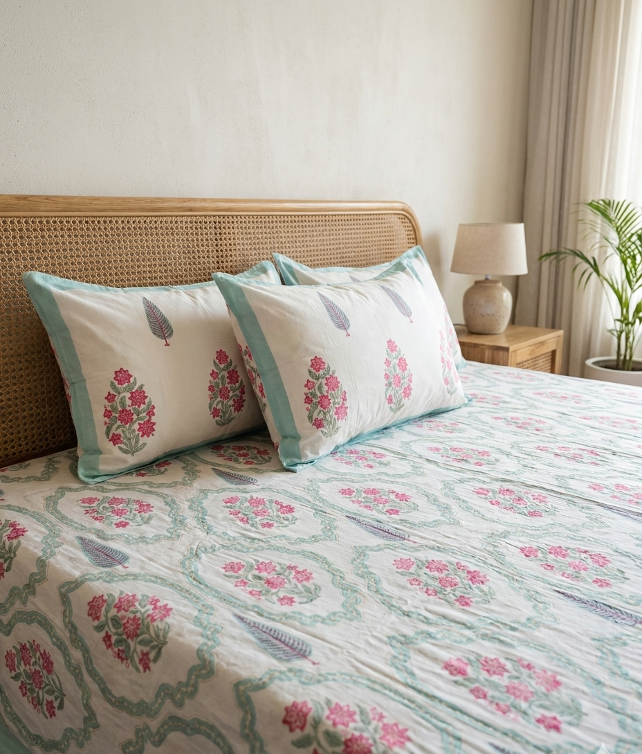 Bagicha - Pink and Teal Motif
