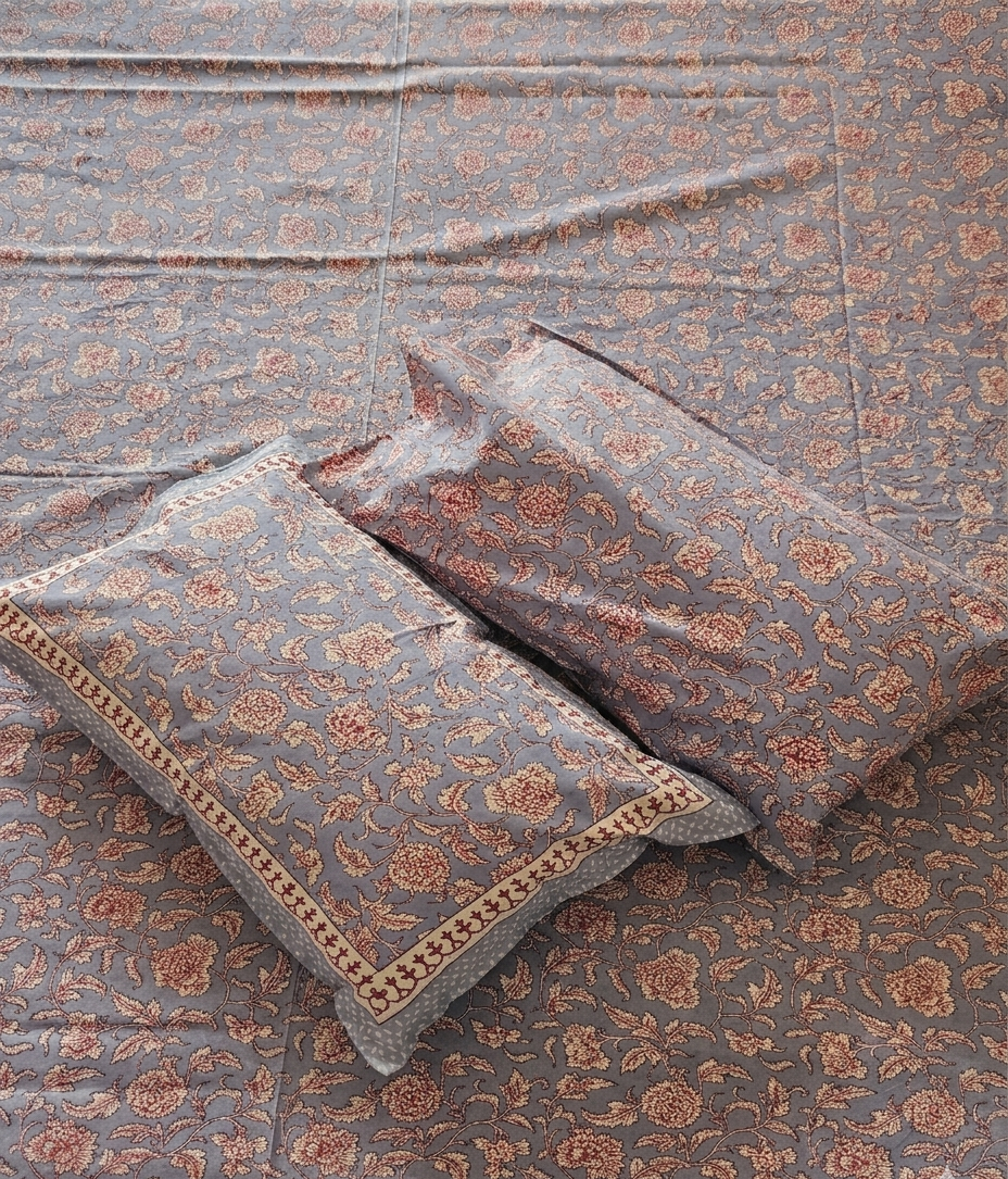 Umang - Blue with Pink Floral Jaal