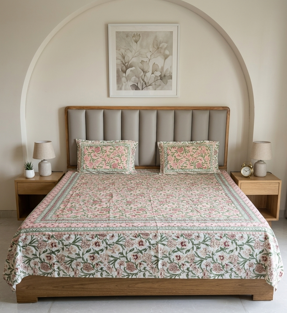 Phooljaal - Beige with Floral Jaal