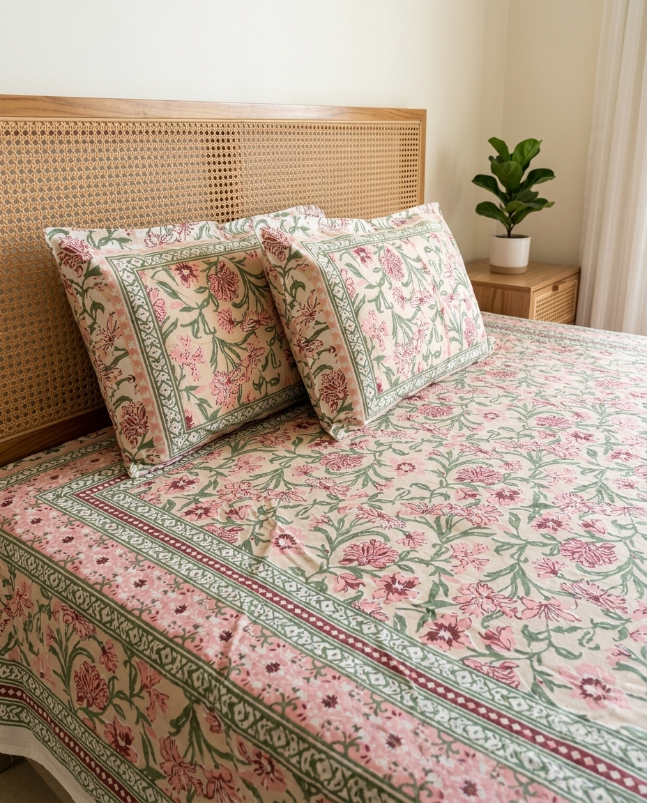 Phooljaal - Beige with Floral Jaal