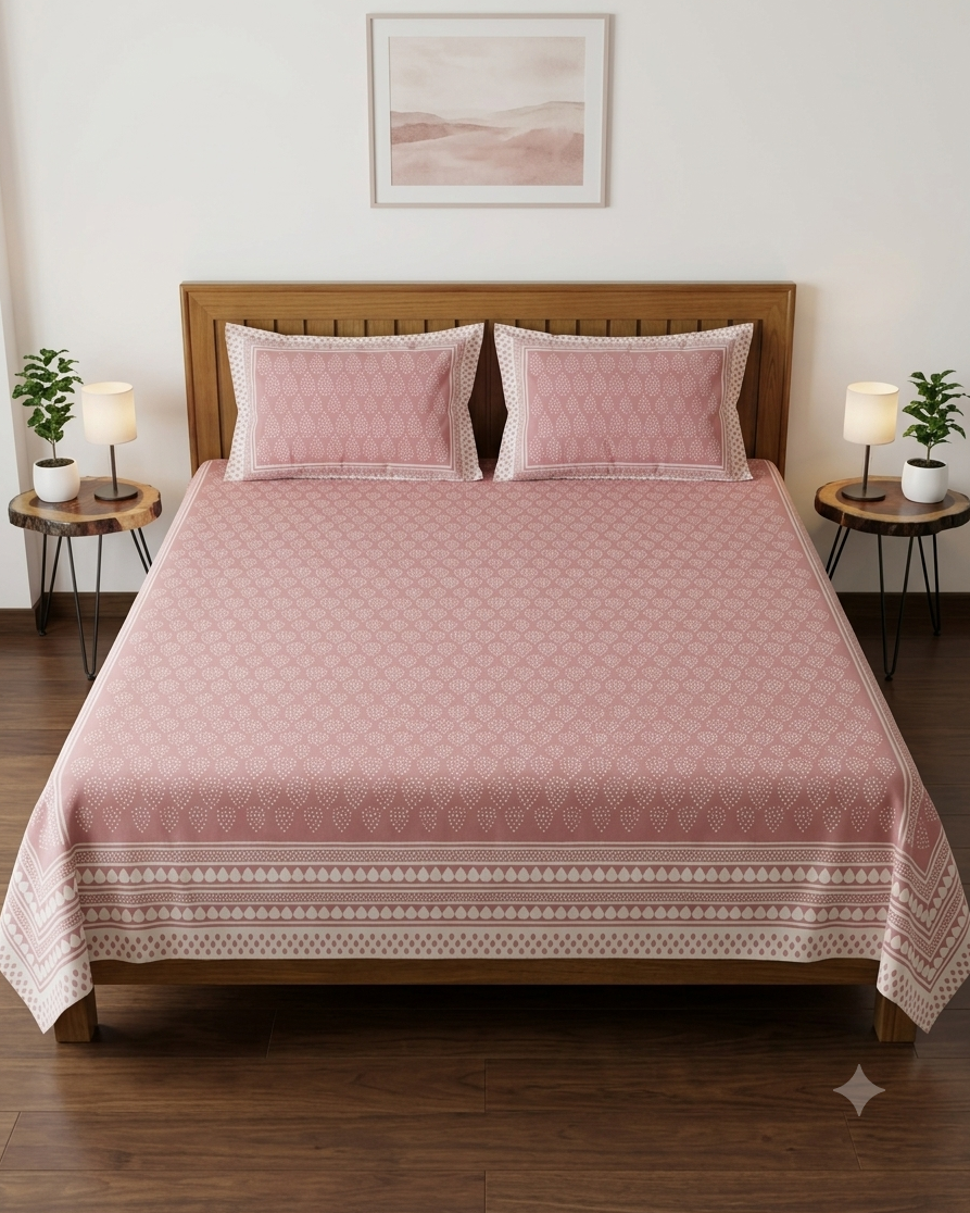 Boond - Pink and Ivory | Everyday Cotton Bedsheet