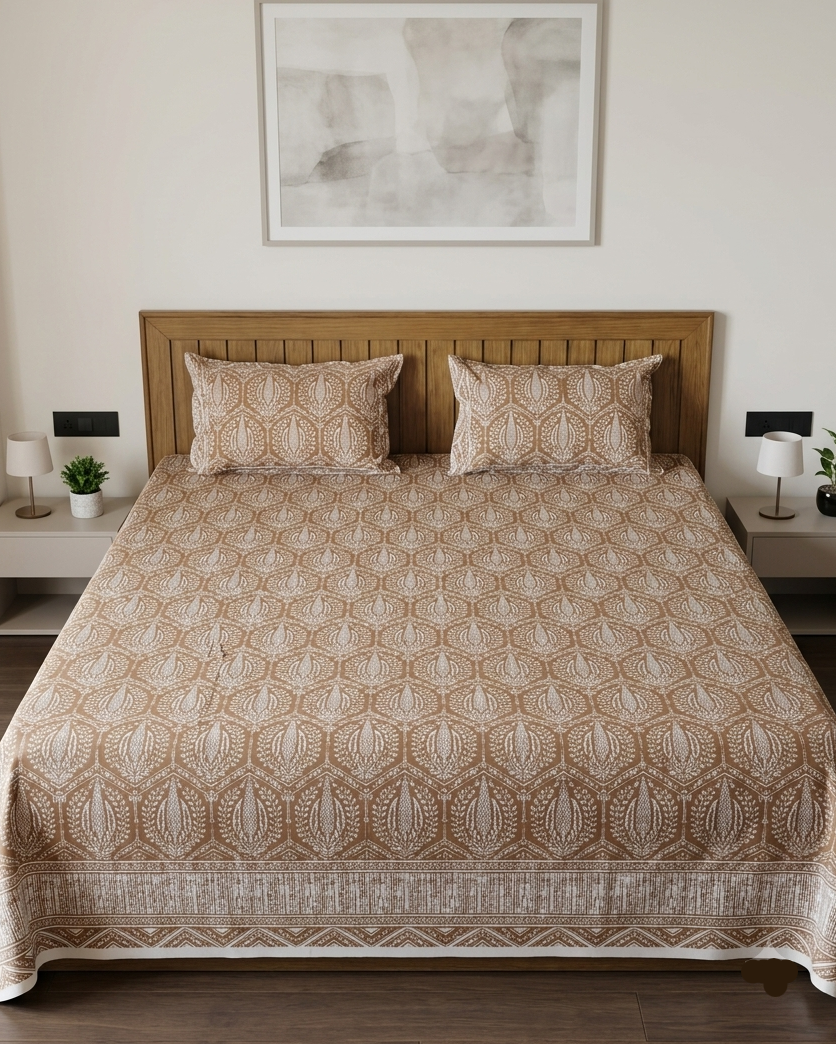 Manjiri - Brown | Everyday Cotton Bedsheet