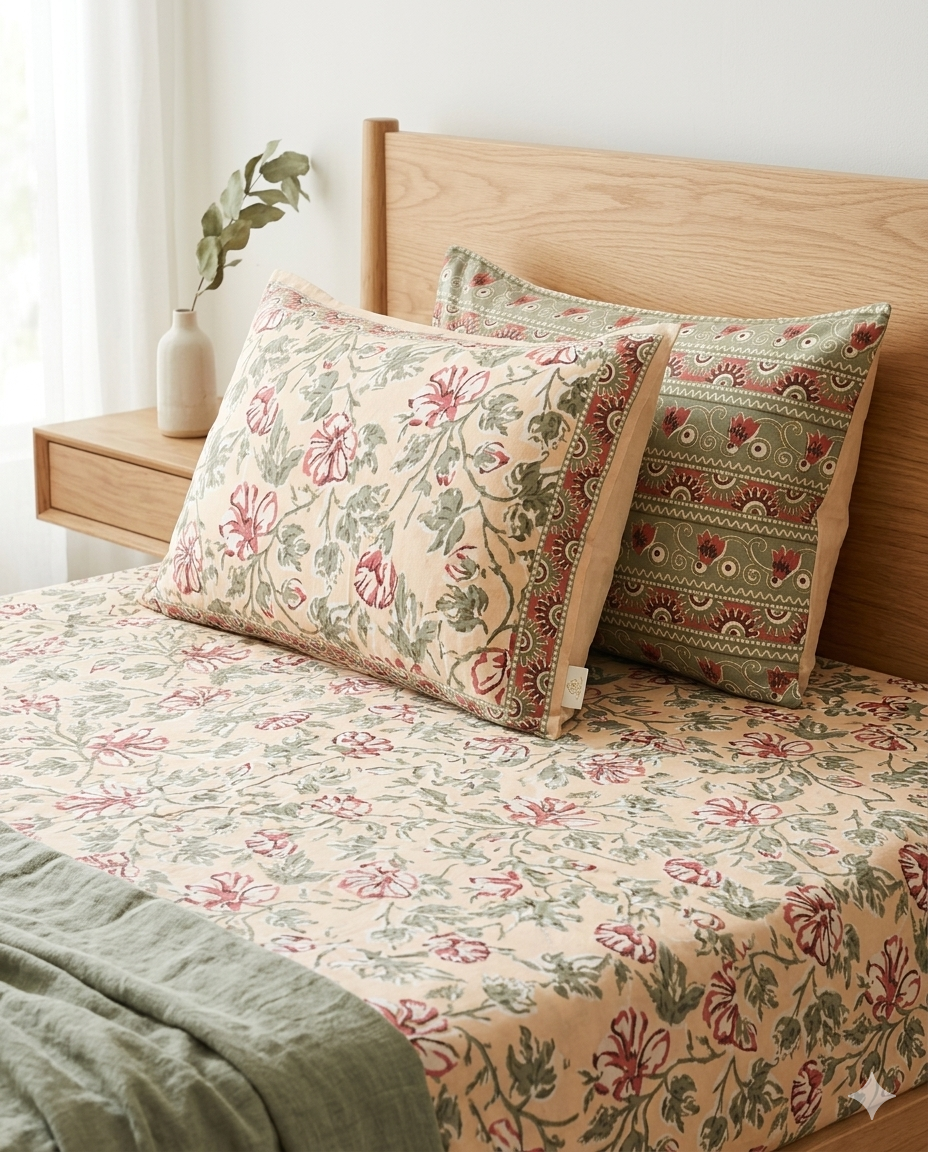 Mehak - Warm Beige with Red Floral Jaal