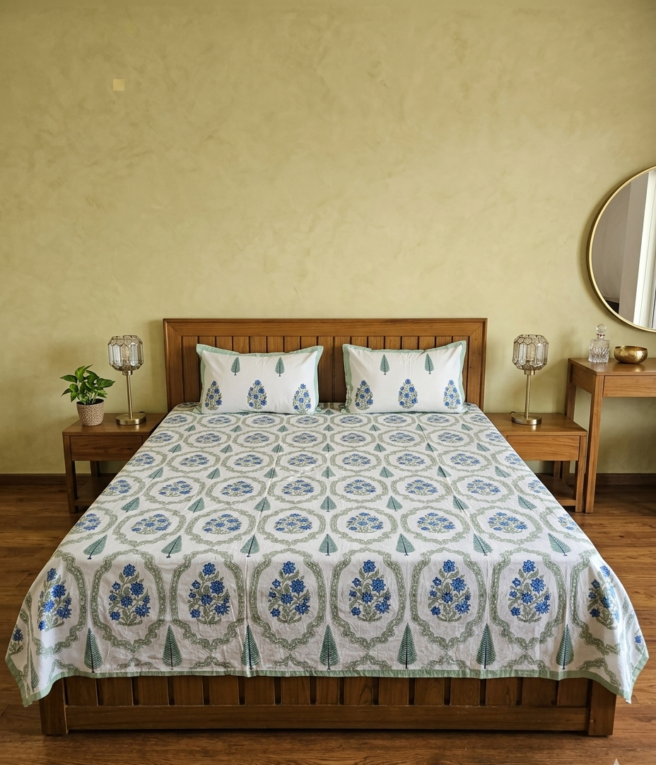 Bagicha - Blue and Sage Green Motif