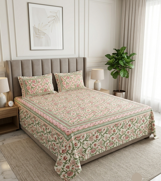Phooljaal - Beige with Floral Jaal