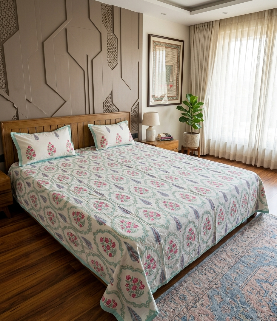 Bagicha - Pink and Teal Motif