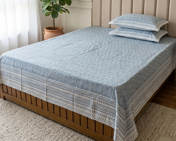Boond - Blue and Ivory | Everyday Cotton Bedsheet