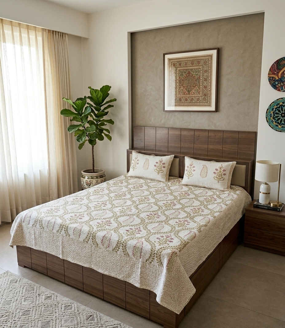 Vanya - Pink Jaal Bedcover