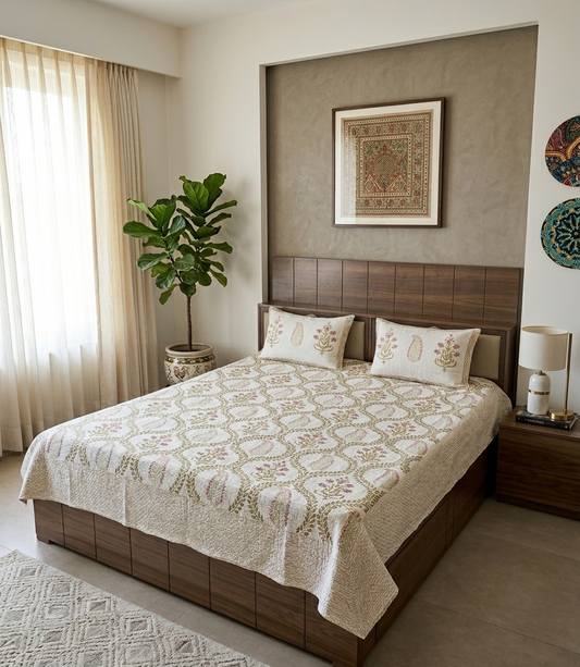 Vanya - Pink Jaal Bedcover