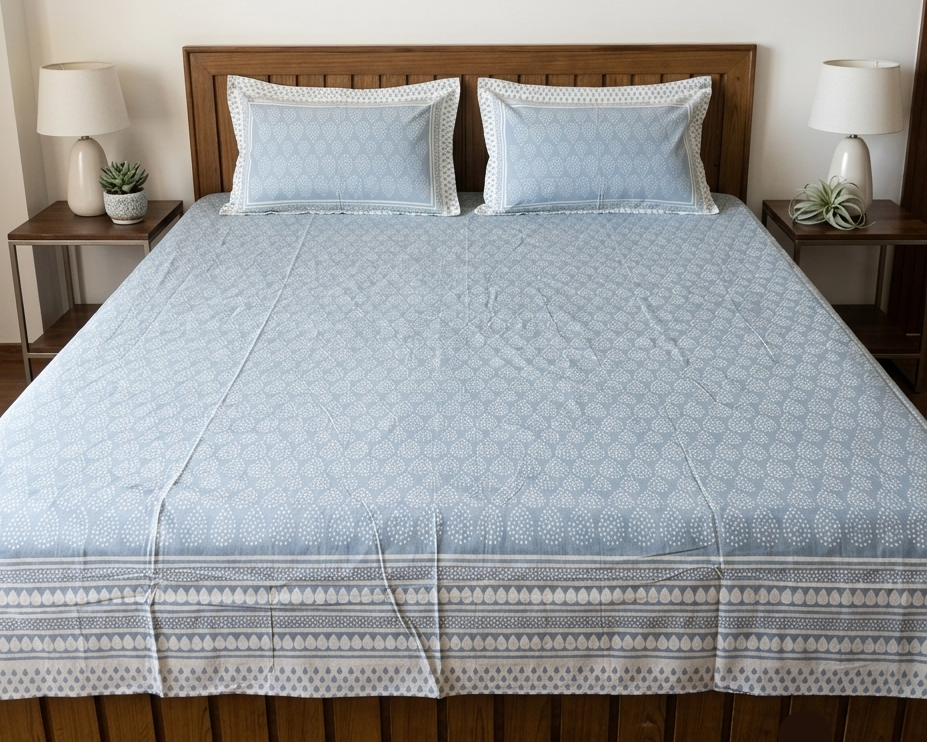Boond - Blue and Ivory | Everyday Cotton Bedsheet