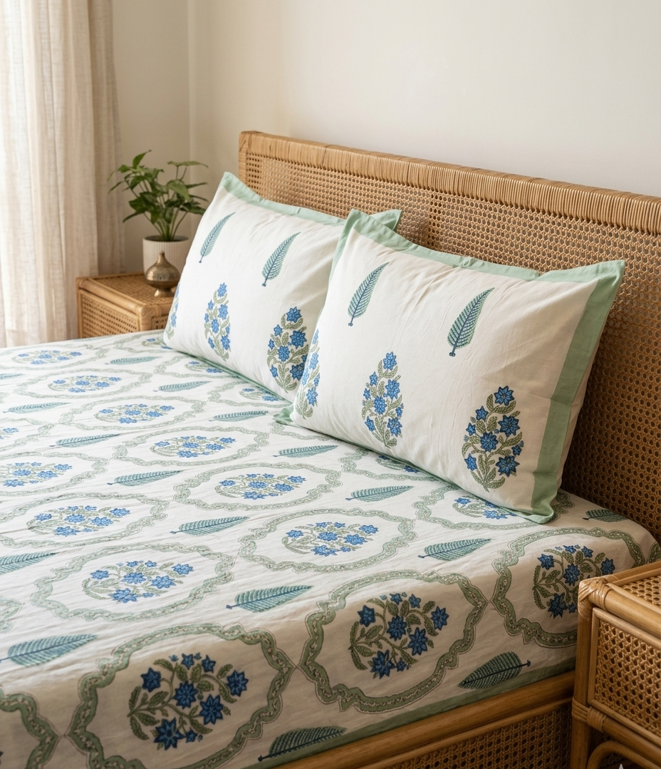 Bagicha - Blue and Sage Green Motif