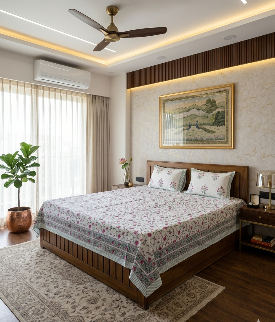 Fursat - White with Pink Floral Jaal