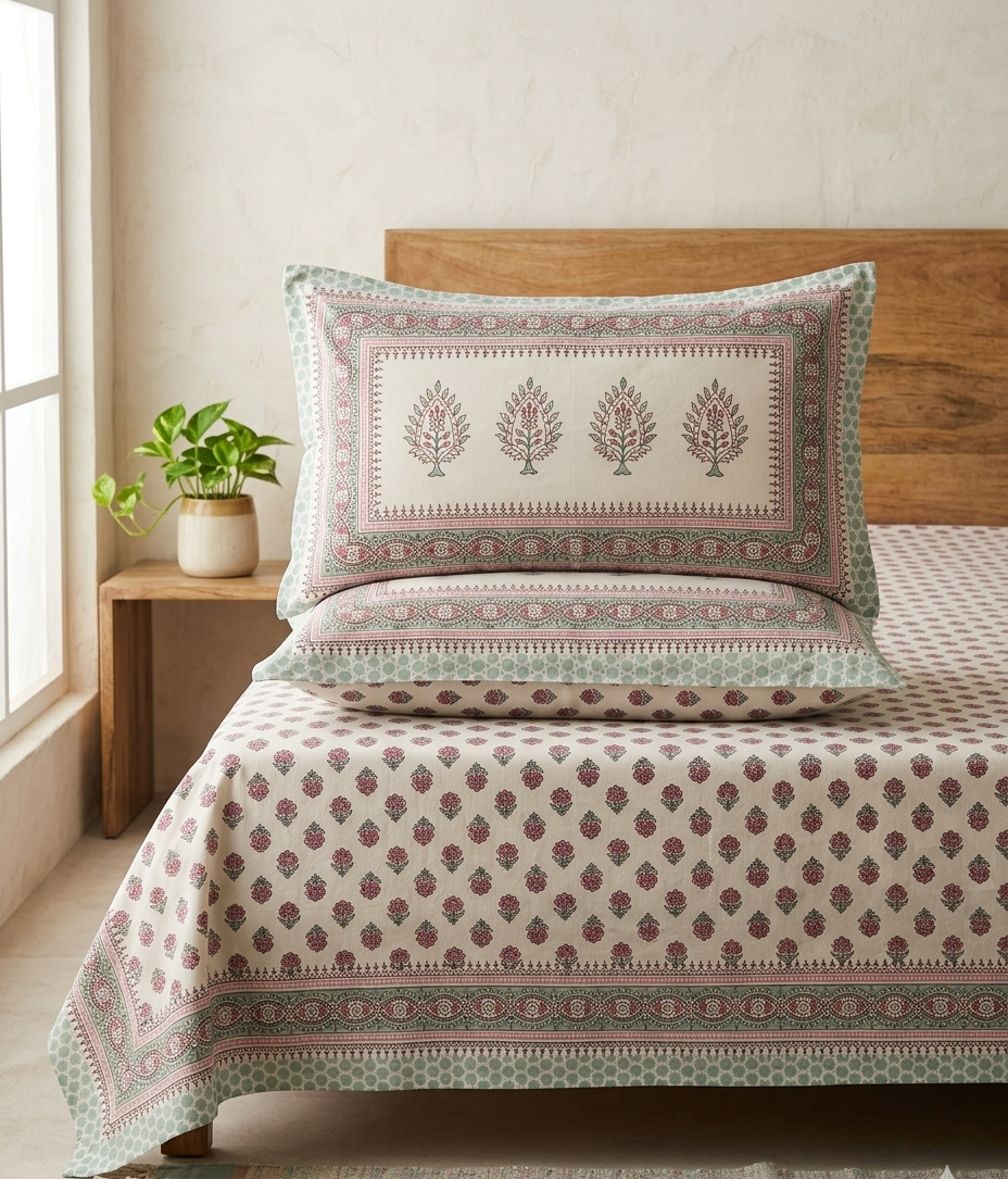 Phulwari - Small Pink and Green Booti