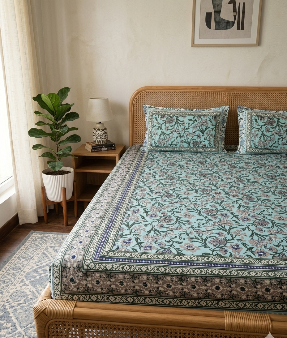 Phooljaal - Blue with Floral Jaal