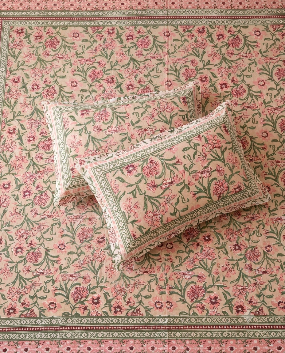 Phooljaal - Beige with Floral Jaal