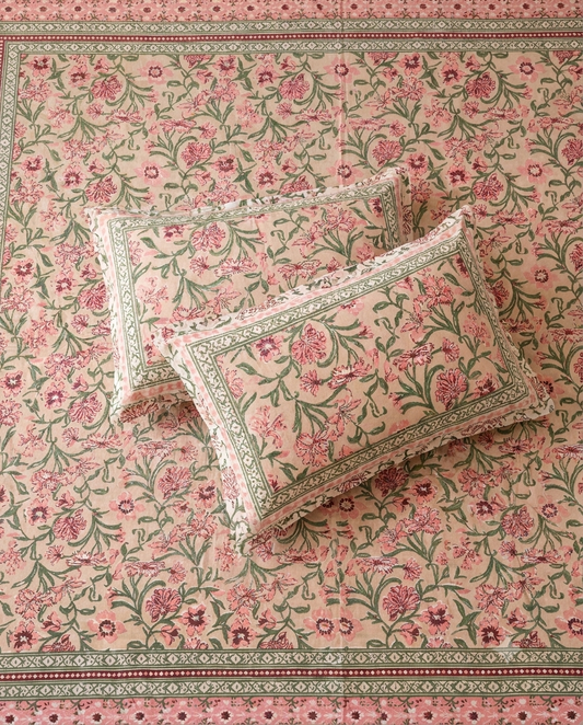 Phooljaal - Beige with Floral Jaal | Everyday Cotton Bedsheet