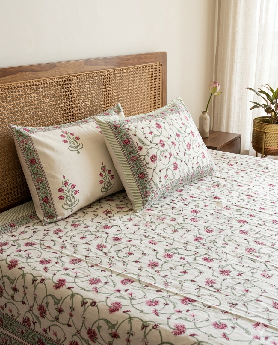 Fursat - White with Pink Floral Jaal