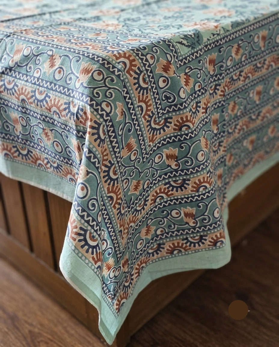 Mehak - AquaGreen with Coral Floral Jaal