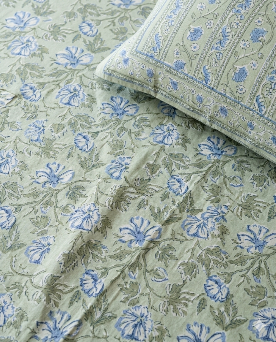 Mehak - Green with Blue Floral Jaal